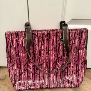Bueno Pink Patterned Purse with Brown Handles
